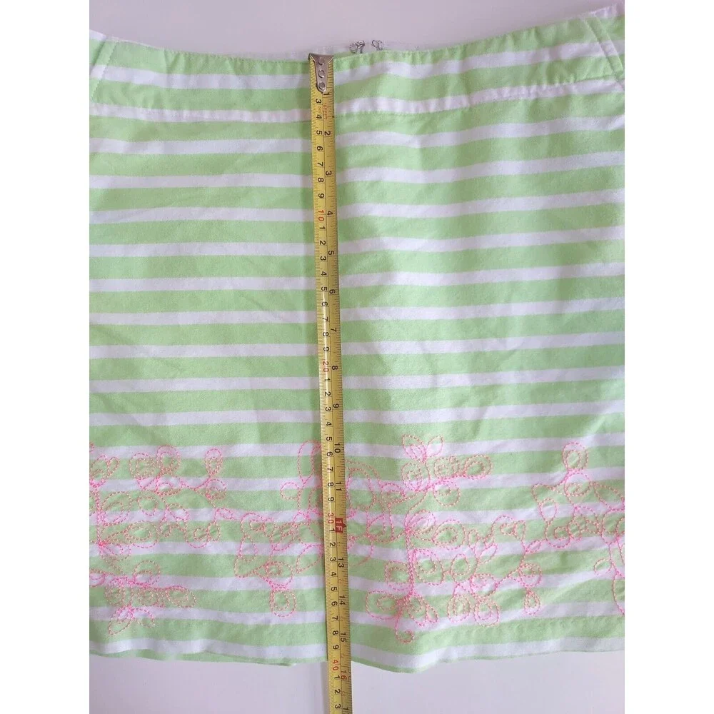 Lady Hagan Lime Green & White Striped Golf Skort W/Pink Embroidery Size 8